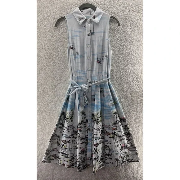 Chetta B Size 4 Dress A-line Button-Front Boat Beach Resort Travel Cruise Vacay - Picture 1 of 11